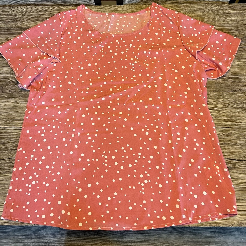 WILLING TO BUNDLE — SHEIN Carmine Red Polk-a-Dot Blouse, Size Large